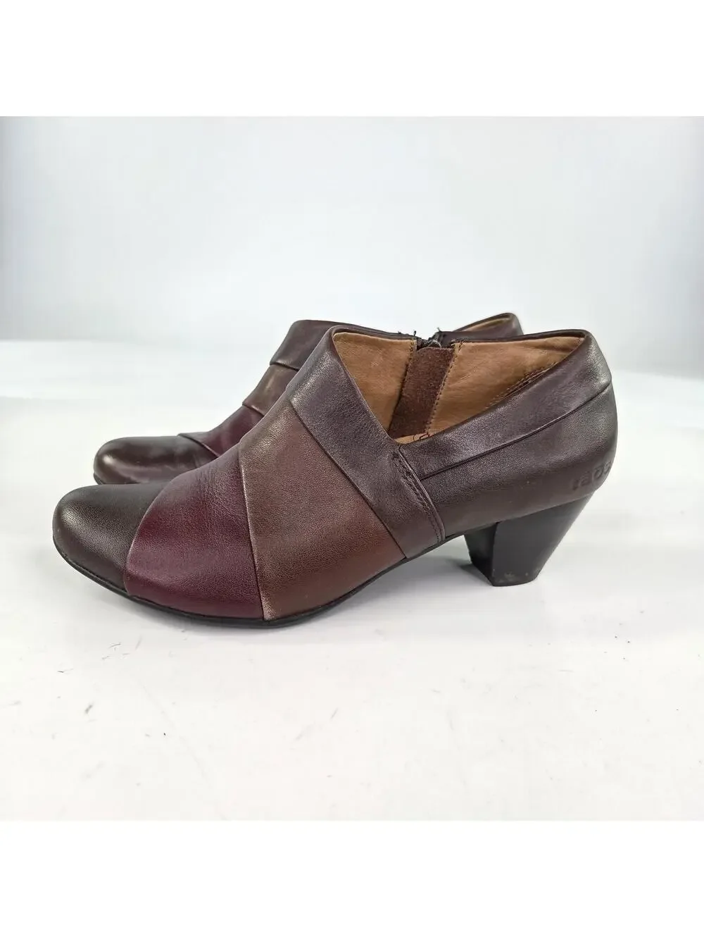 Taos Footwear ankle boots US 7 brown burgundy patchwork Heels Zip Booties